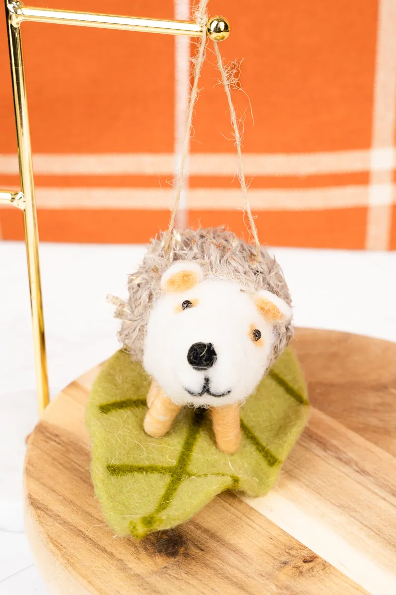 2.75 x 6 Cozy Woodland Green Felt Hedgehog
