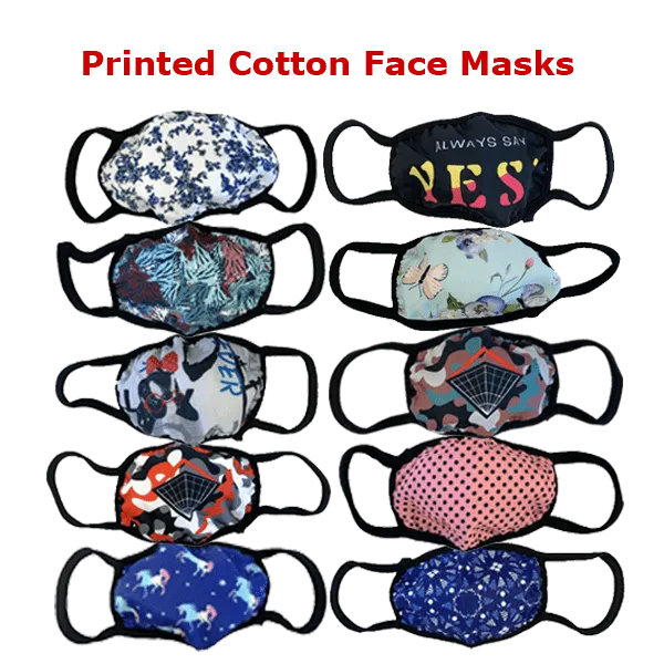 3 Pieces: Printed Cotton Face Mask - Assorted Styles