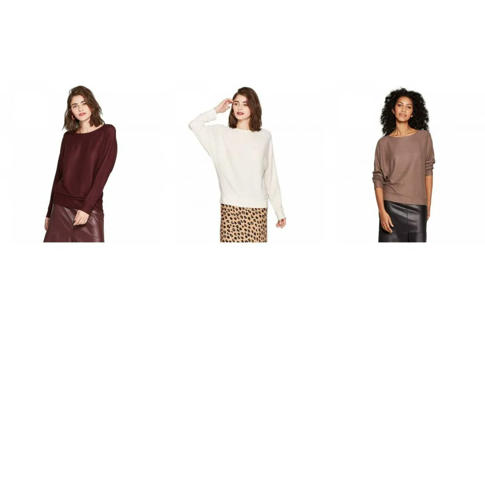 A New Day Women's Casual Fit Dolman Long Sleeve Boat Neck Rib Knit T-Shirt