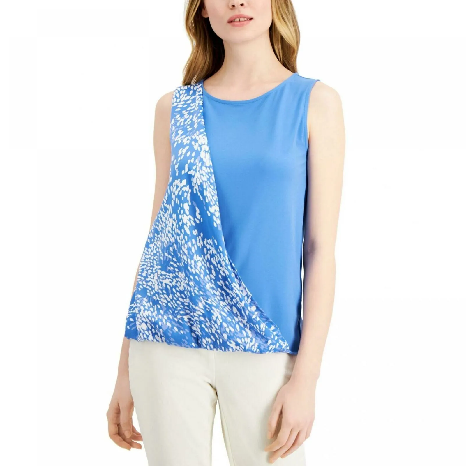 Alfani Women's Print Sash Sleeveless Blouse