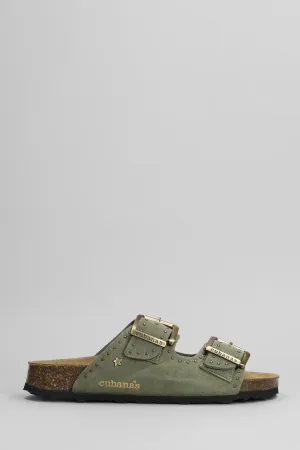 Amalia Flats in green suede