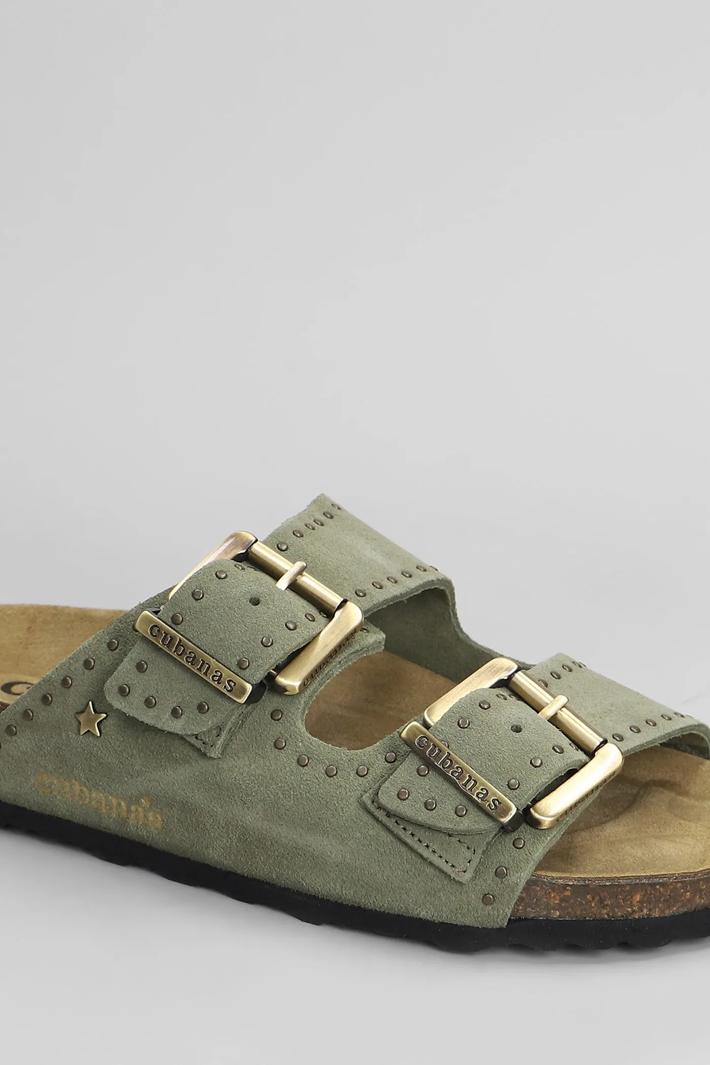 Amalia Flats in green suede