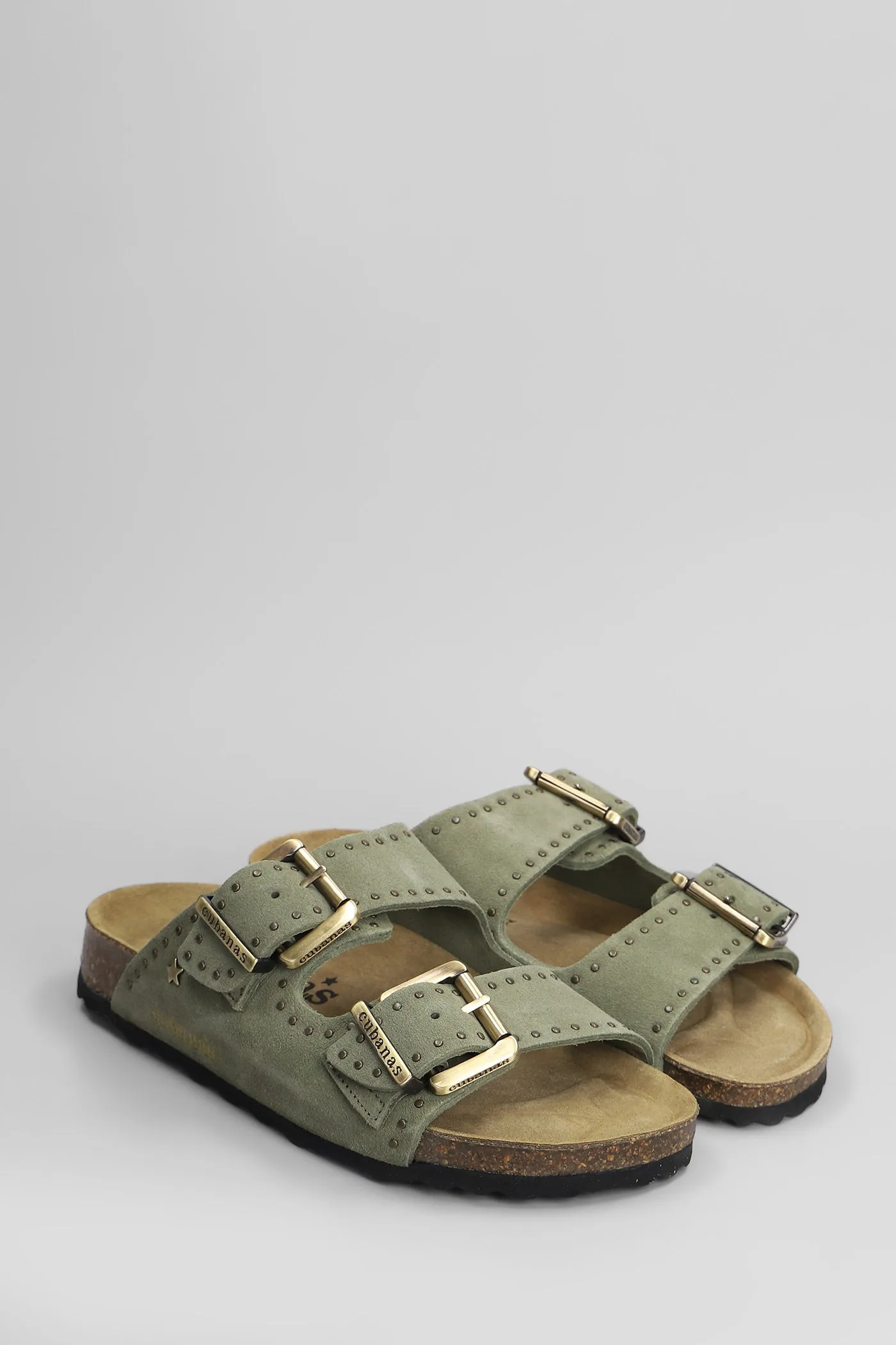 Amalia Flats in green suede