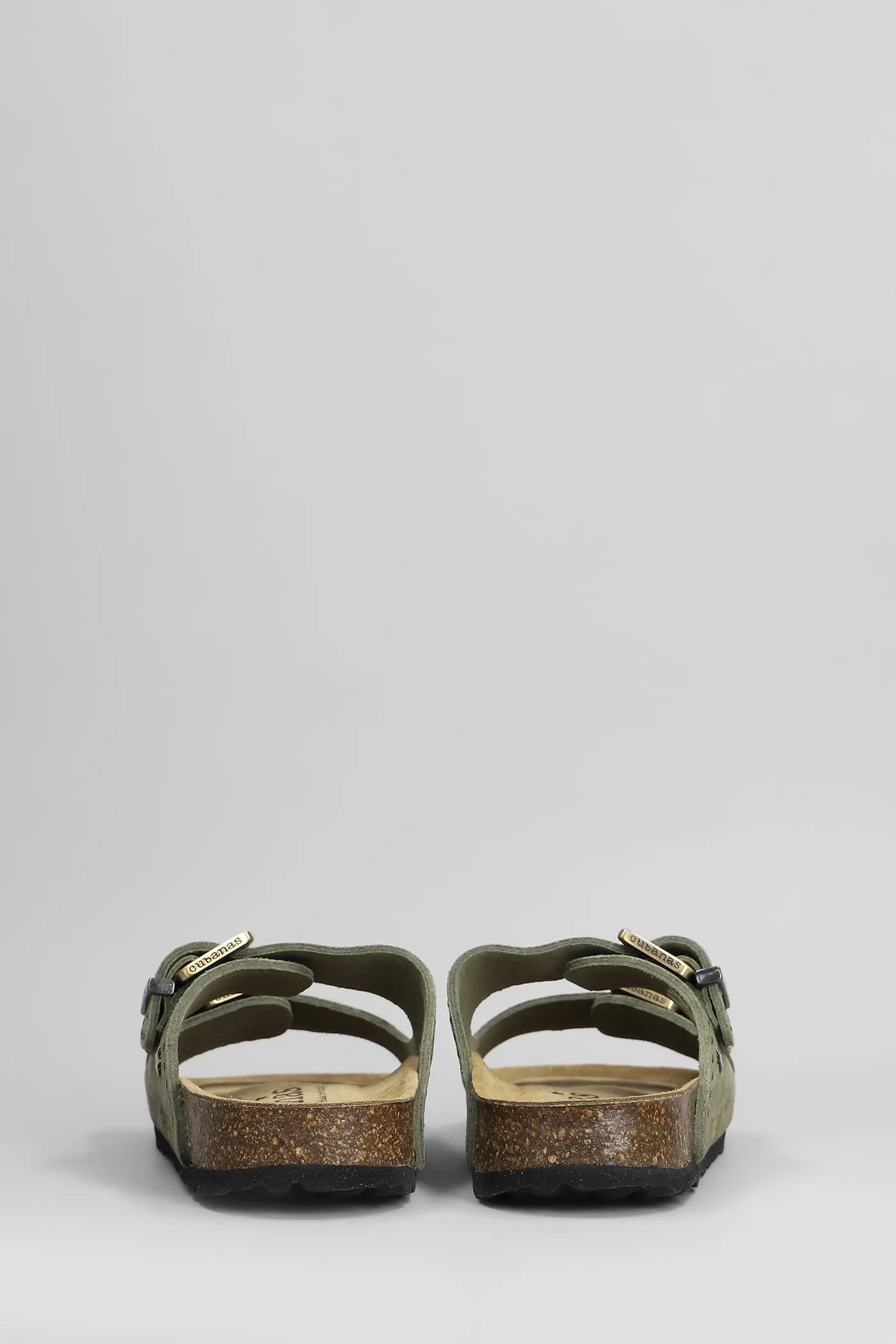 Amalia Flats in green suede