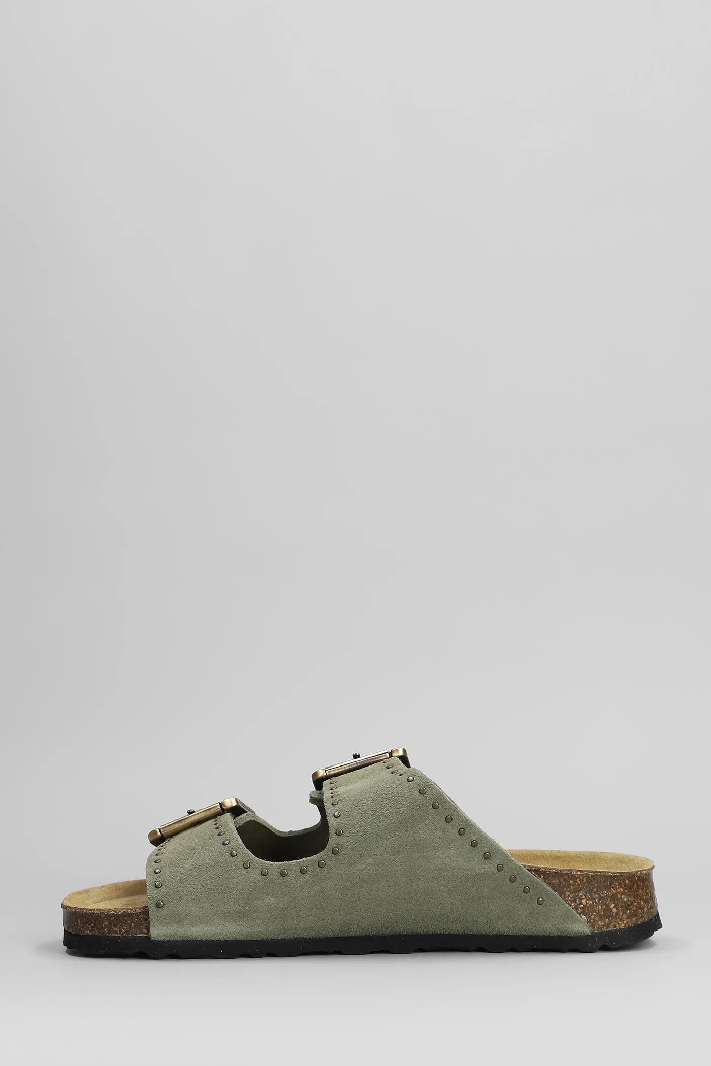 Amalia Flats in green suede