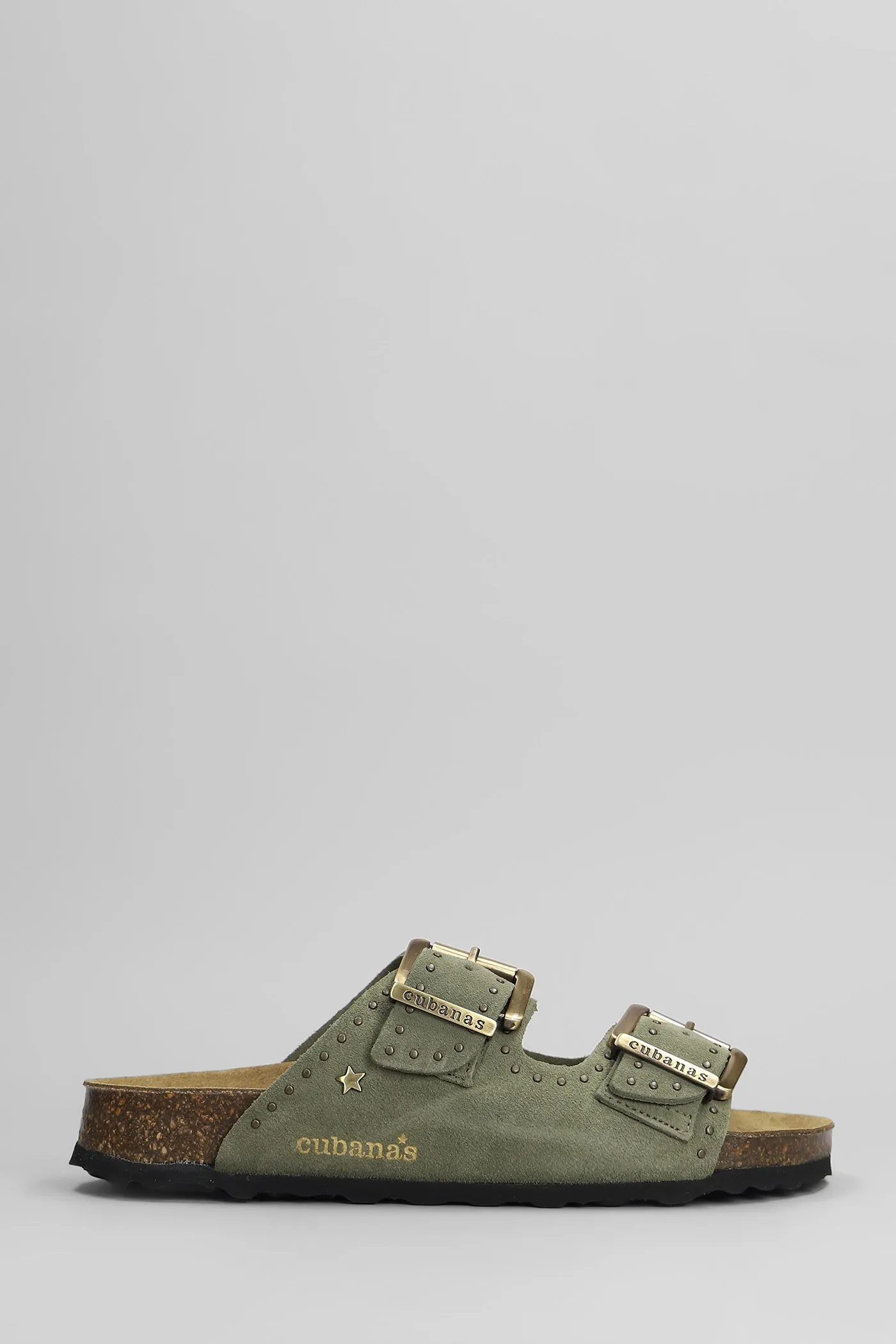 Amalia Flats in green suede