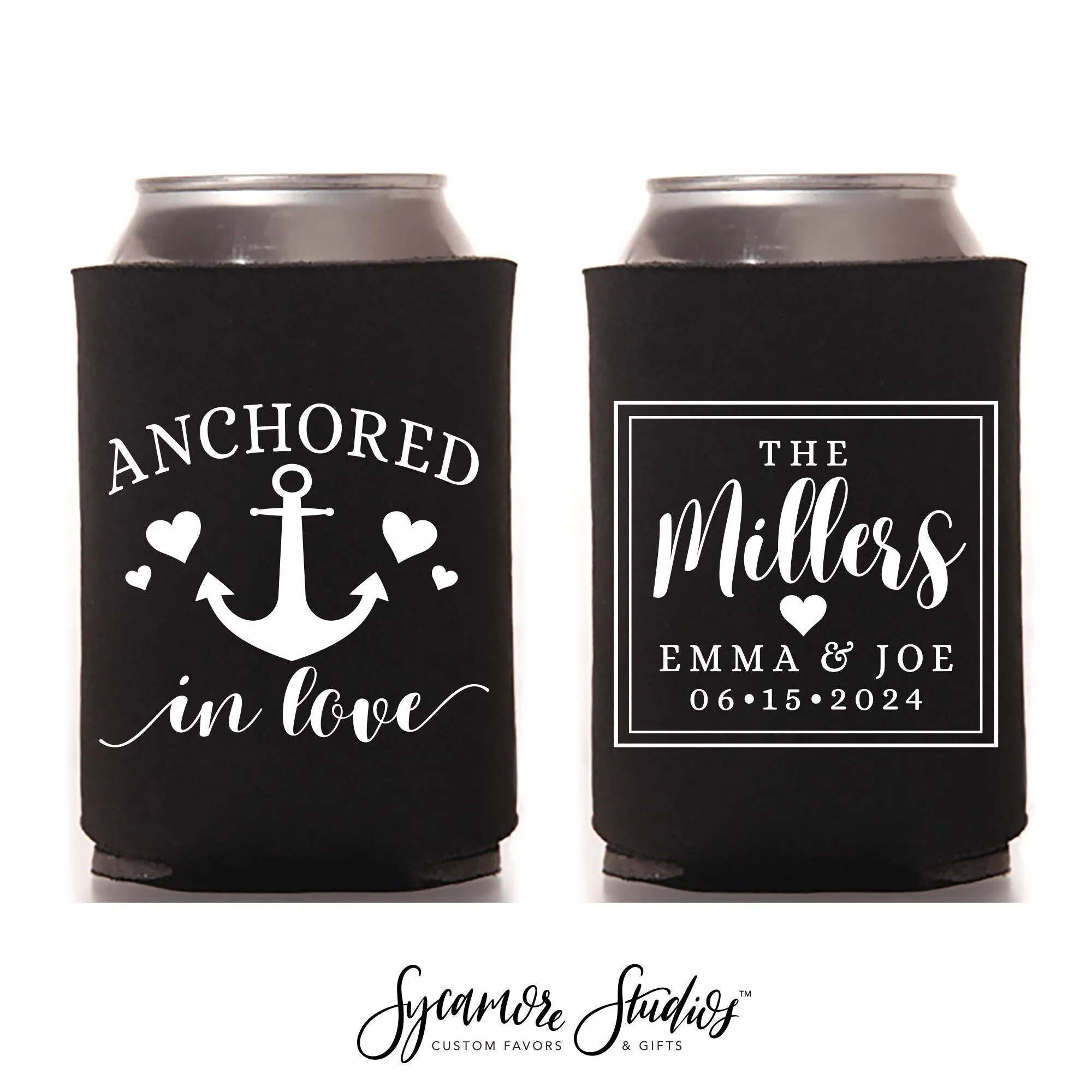 Anchored In Love - Wedding Can Cooler #172R