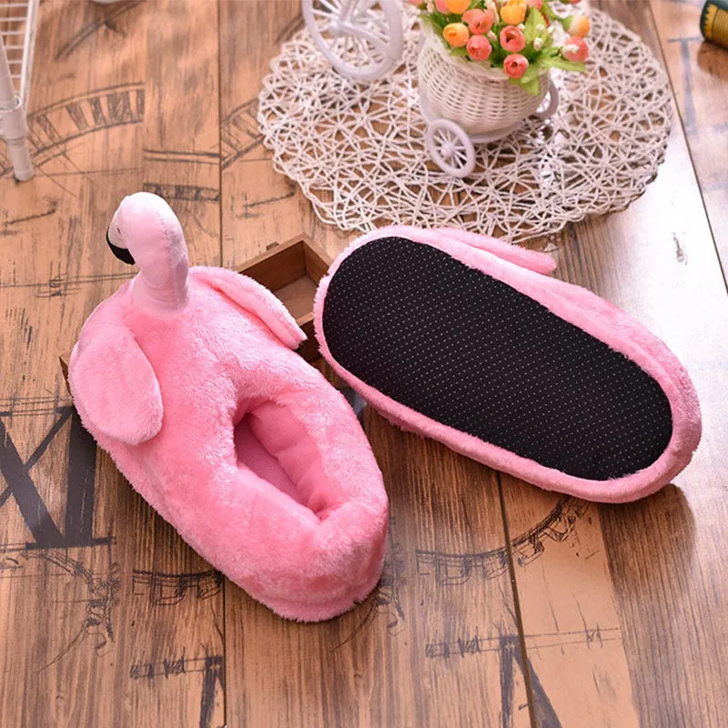Animal Slippers Winter Women Home Slippers Indoor Warm Flamingo Cartoon