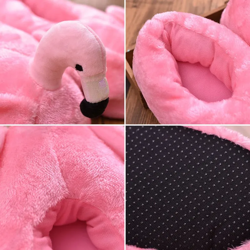 Animal Slippers Winter Women Home Slippers Indoor Warm Flamingo Cartoon