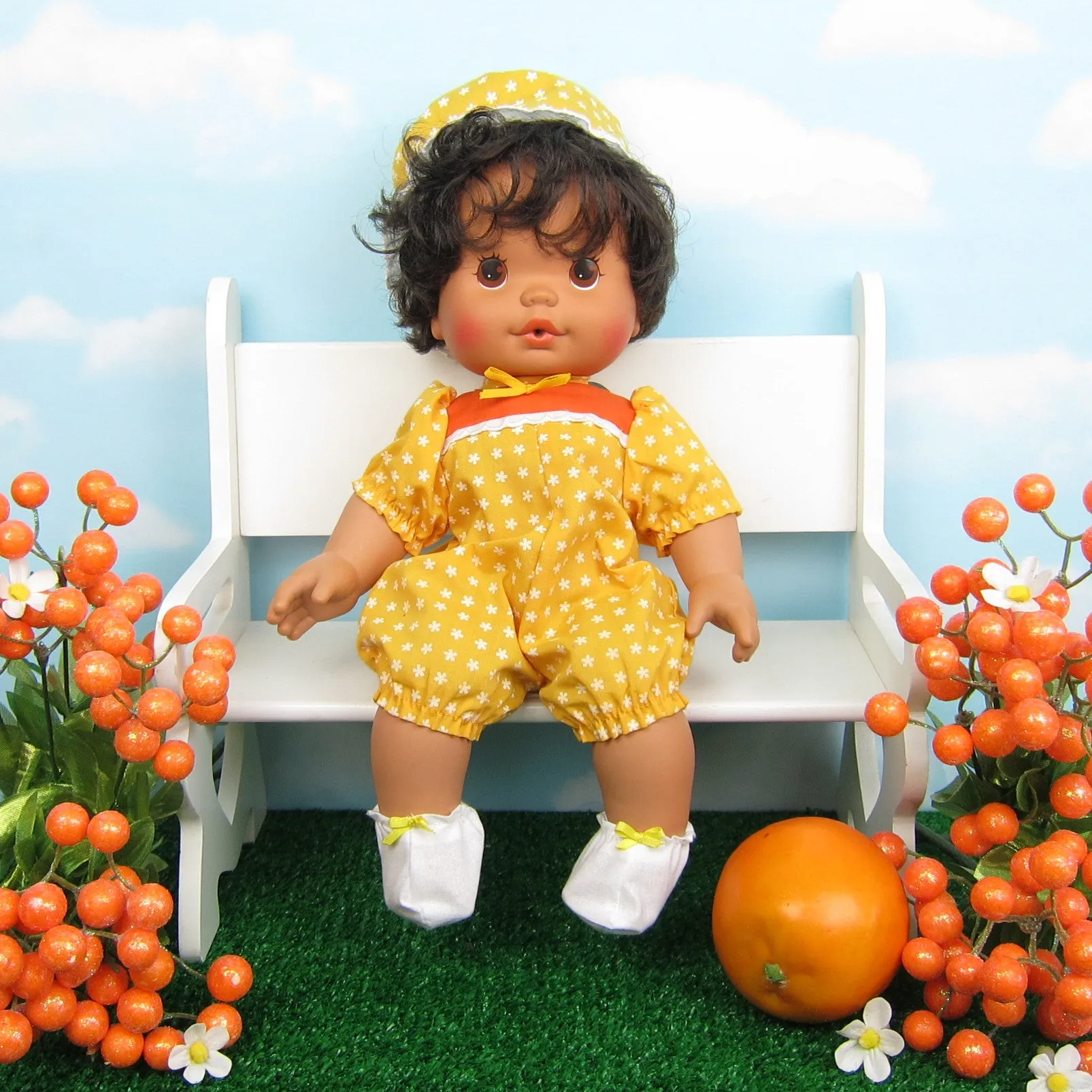 Baby Doll Booties - White with Yellow Bow