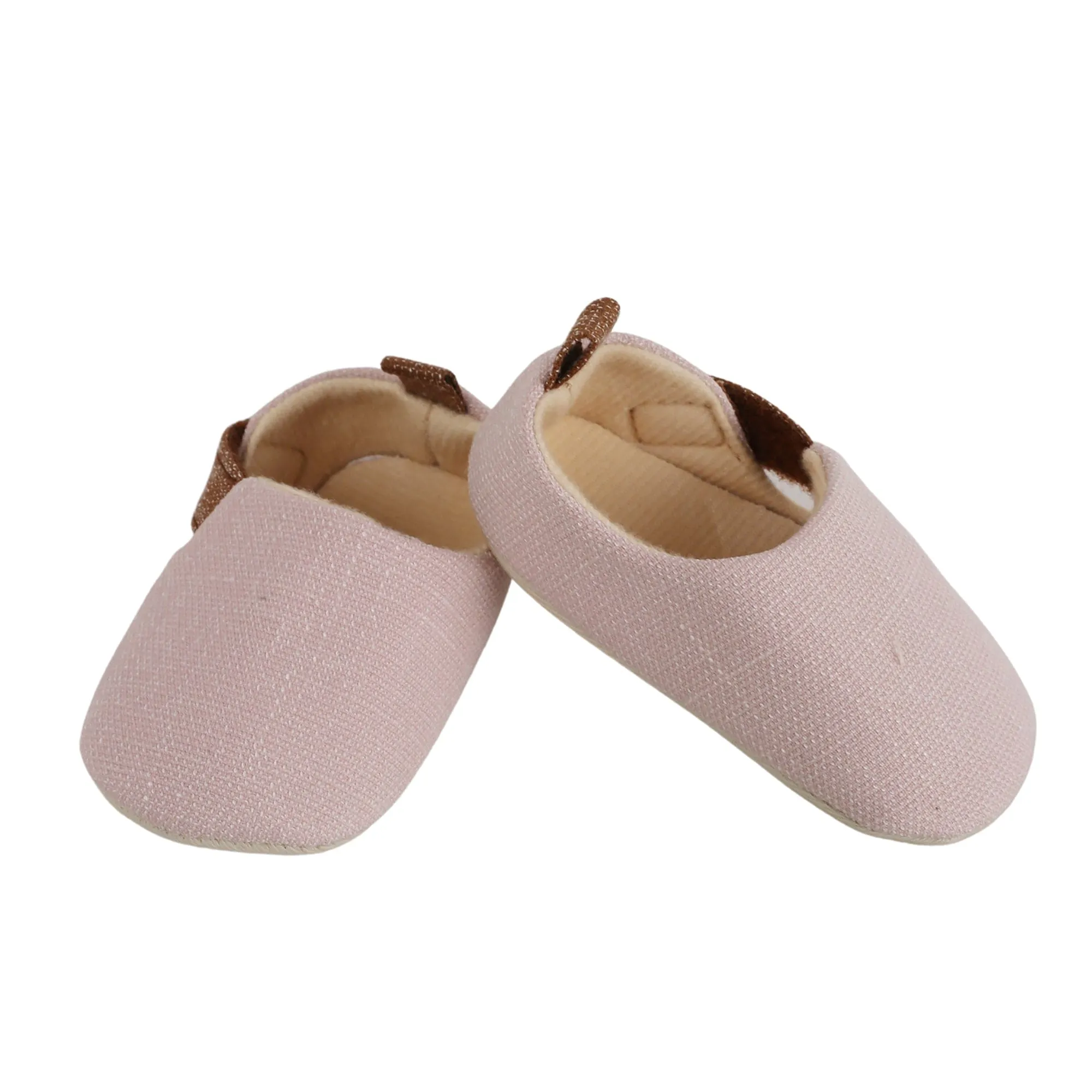 Baby Moo Textured Pink Velcro Booties