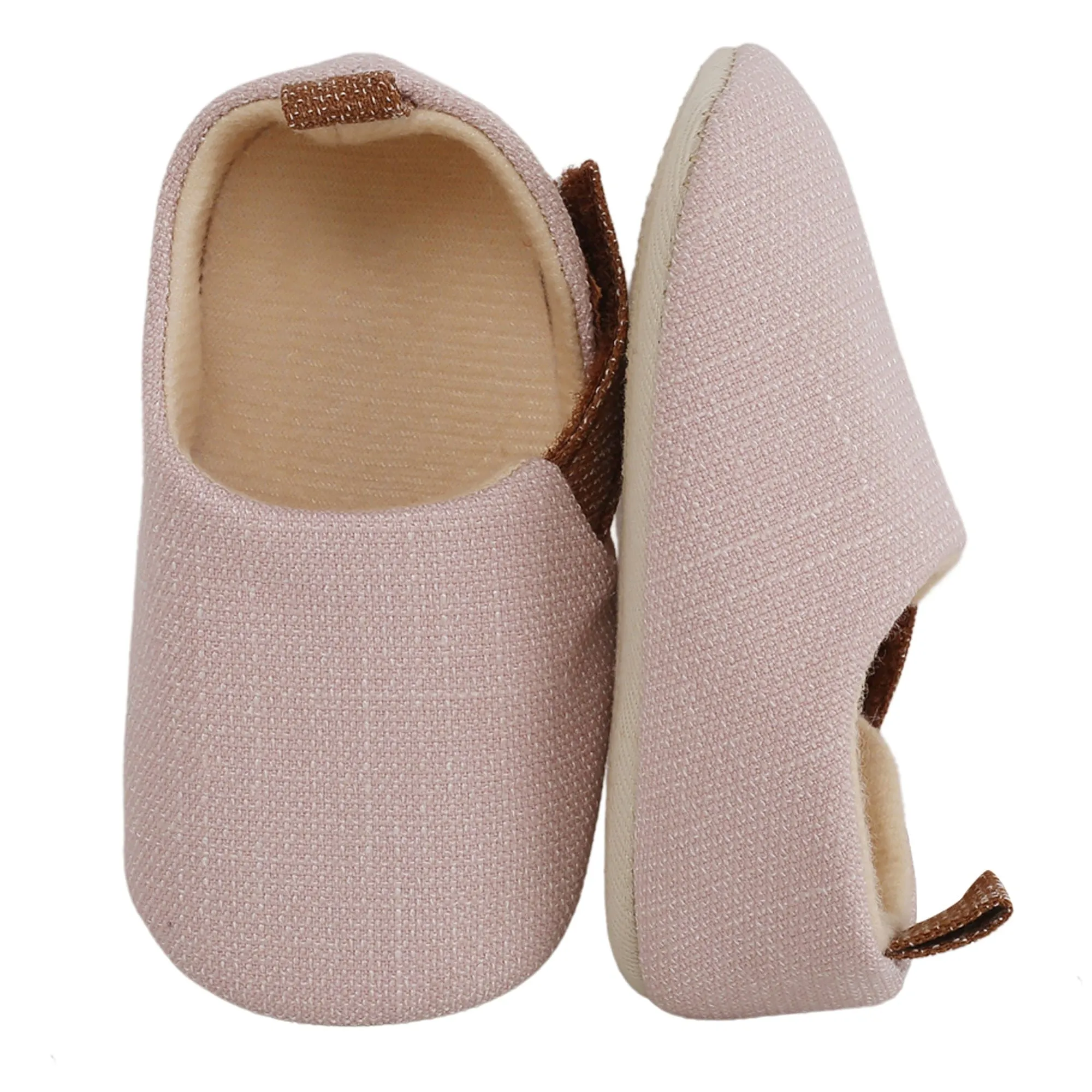 Baby Moo Textured Pink Velcro Booties