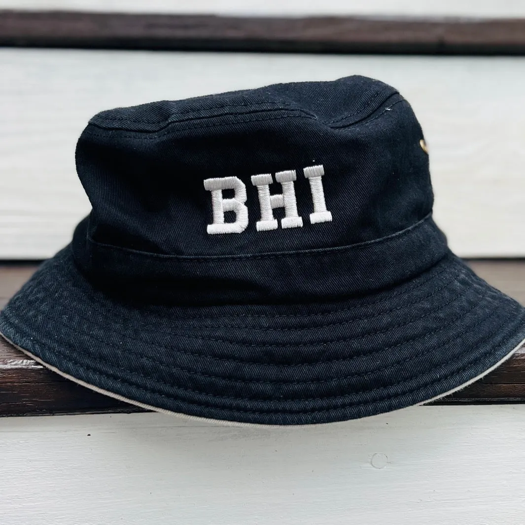 BHI Embroidered Monogram Sandwich Brim Bucket Hat