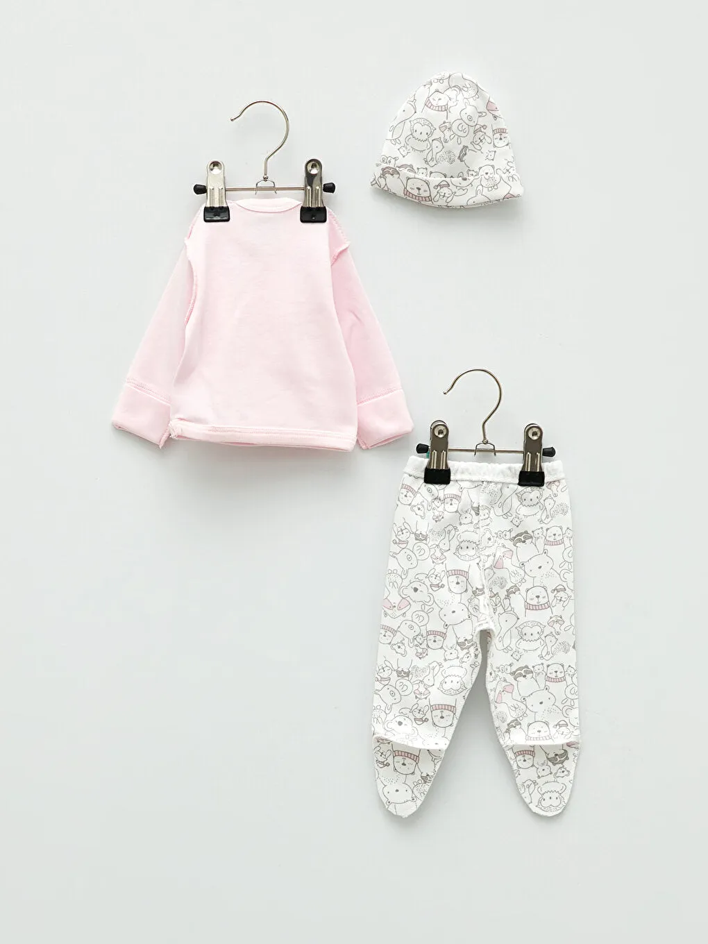 Bi Organic V-Neck Long Sleeve Printed Premature Baby Girl 3-Piece Set