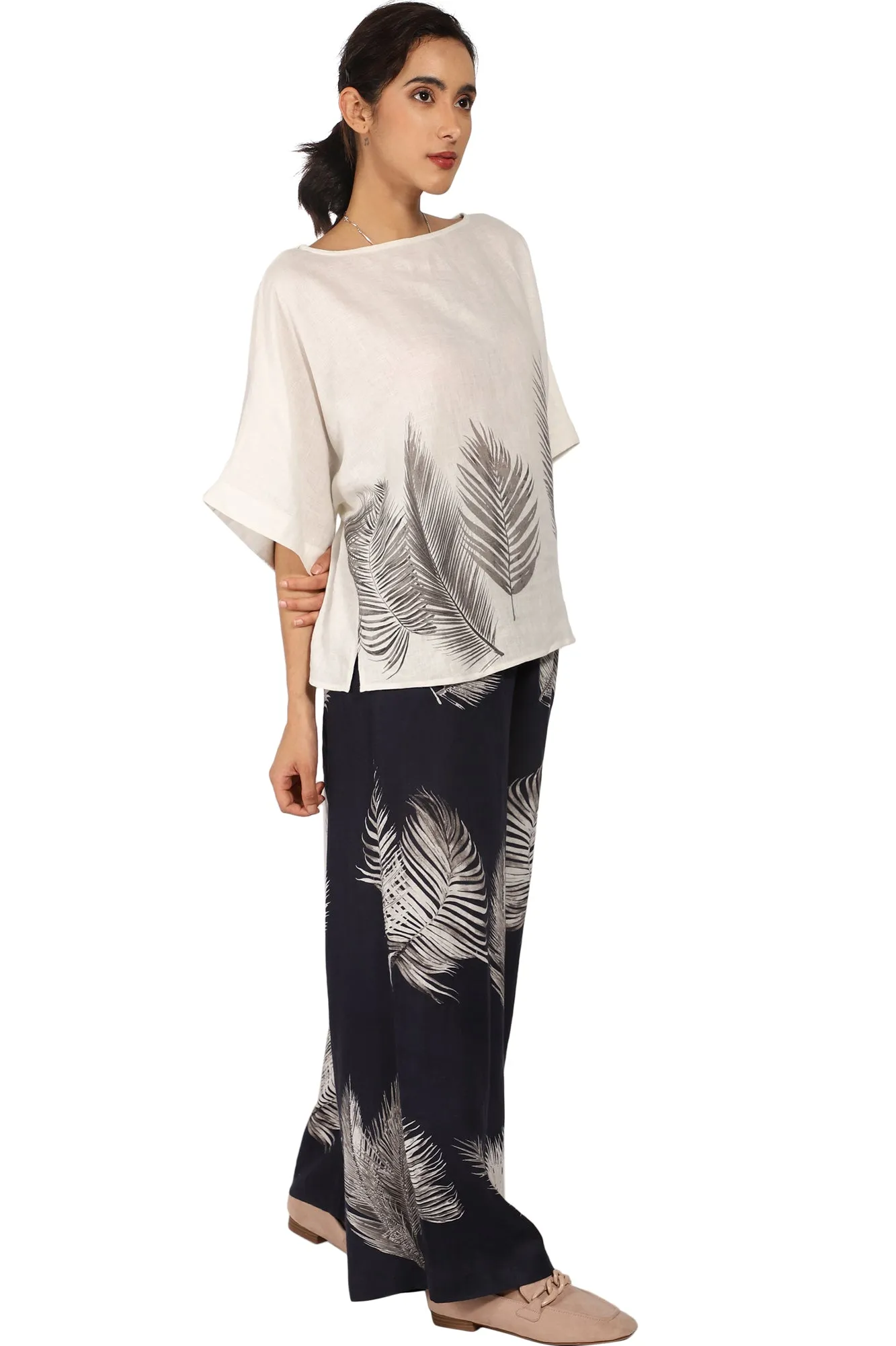 Black & White Palm leaves Co-Ordinated Set
