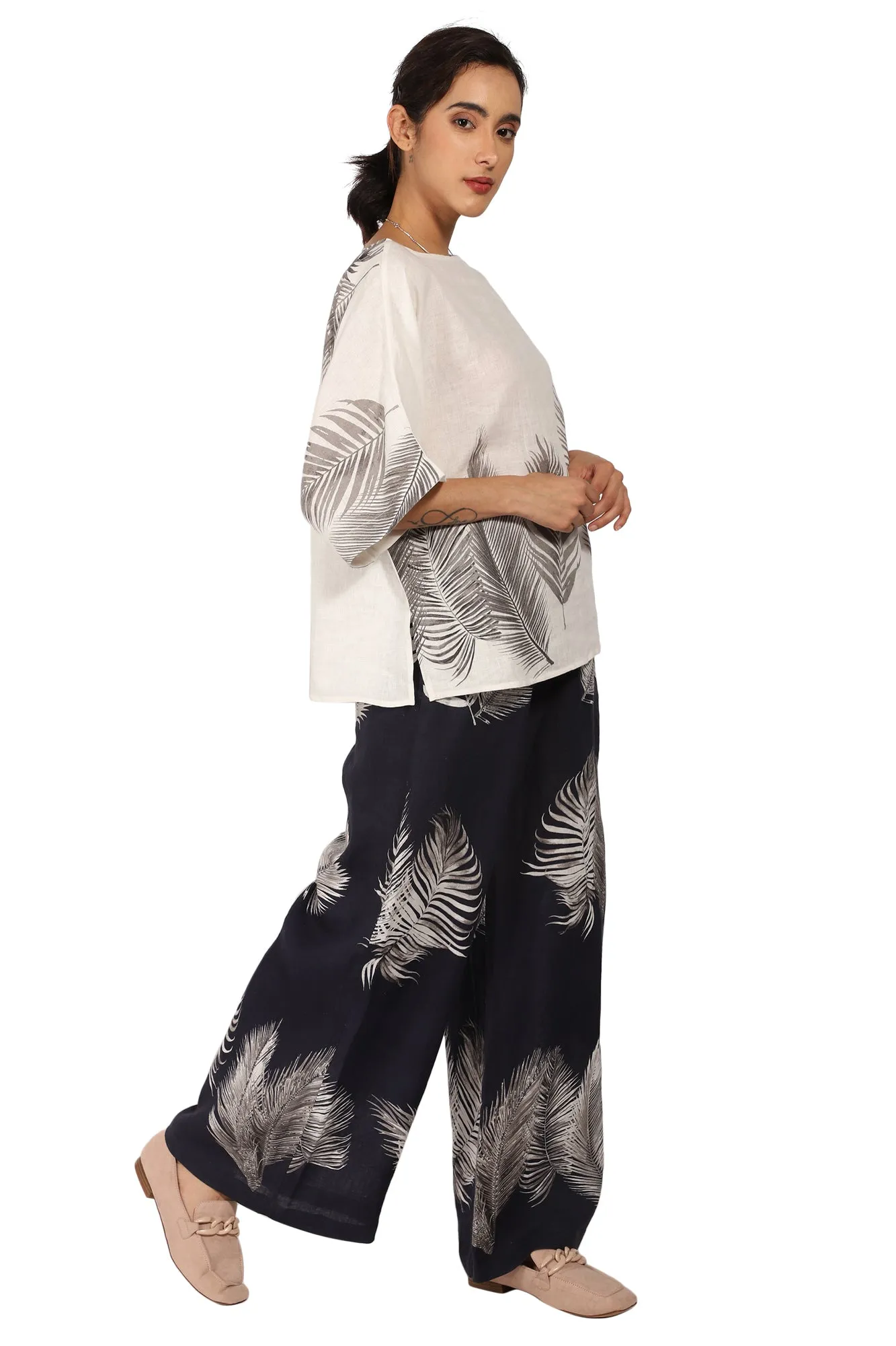 Black & White Palm leaves Co-Ordinated Set