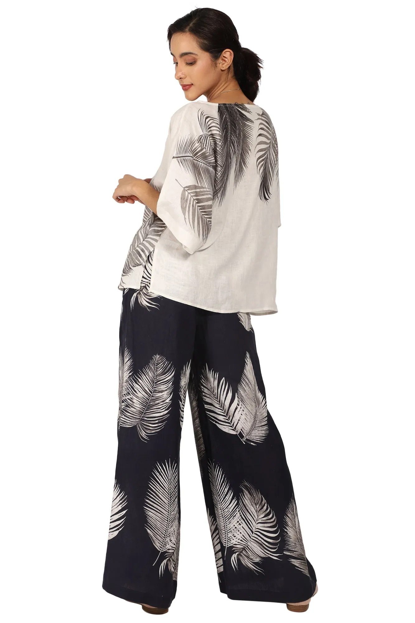 Black & White Palm leaves Co-Ordinated Set
