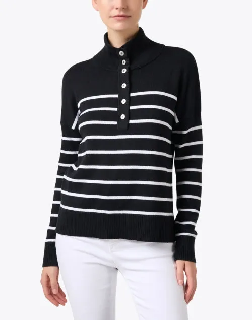 Black and White Striped Cotton Sweater