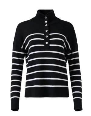 Black and White Striped Cotton Sweater