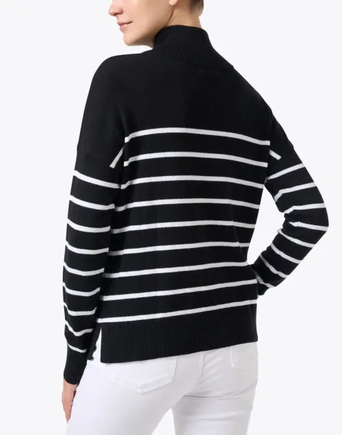 Black and White Striped Cotton Sweater