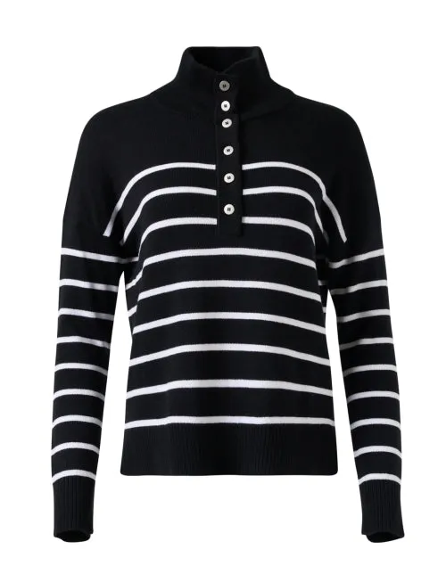 Black and White Striped Cotton Sweater