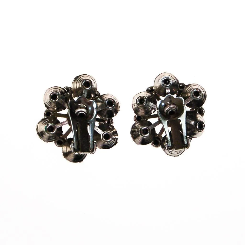 Black Diamond and Diamante Art Deco Rhinestone Earrings