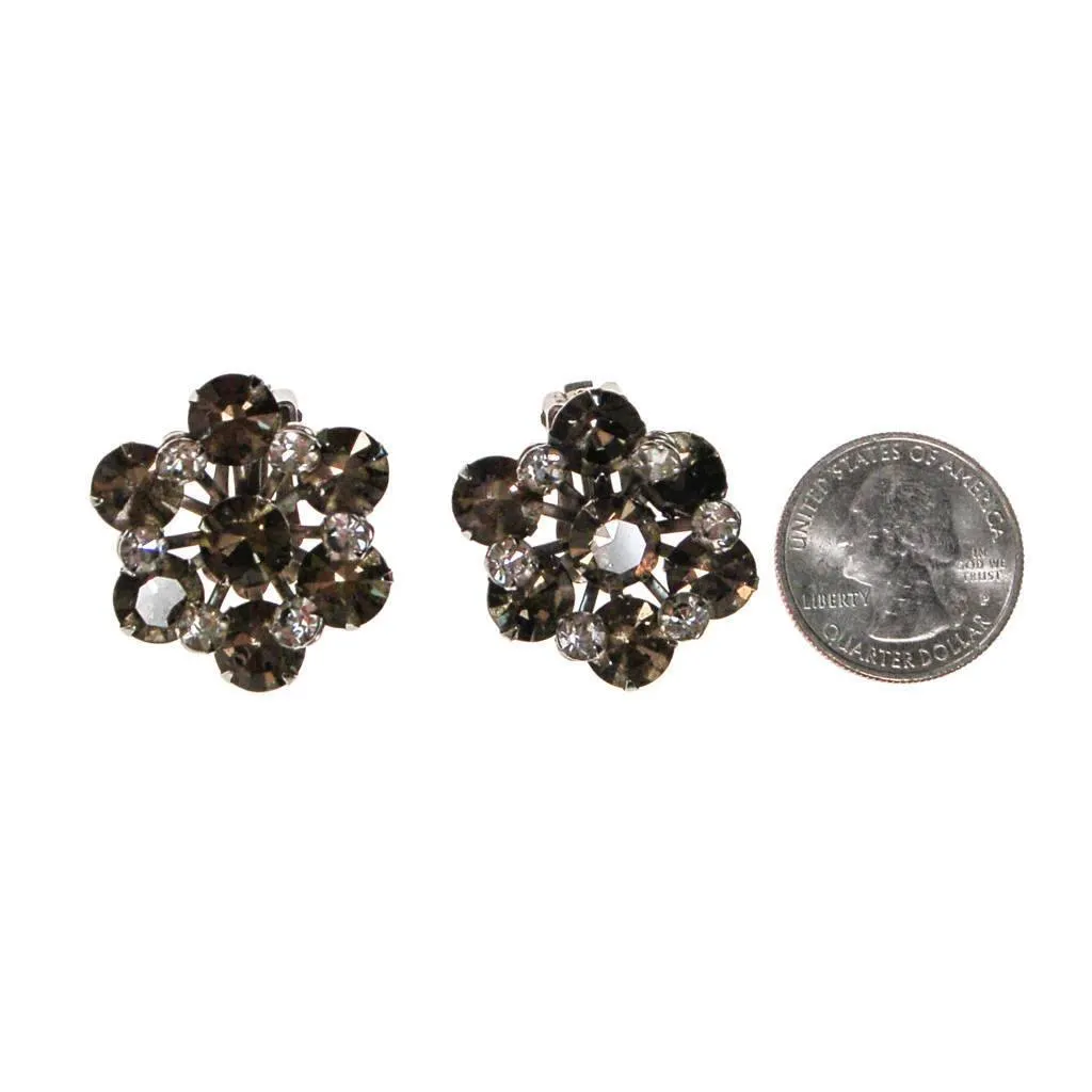 Black Diamond and Diamante Art Deco Rhinestone Earrings