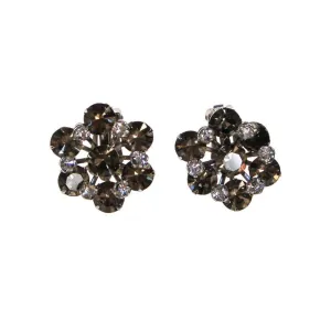 Black Diamond and Diamante Art Deco Rhinestone Earrings
