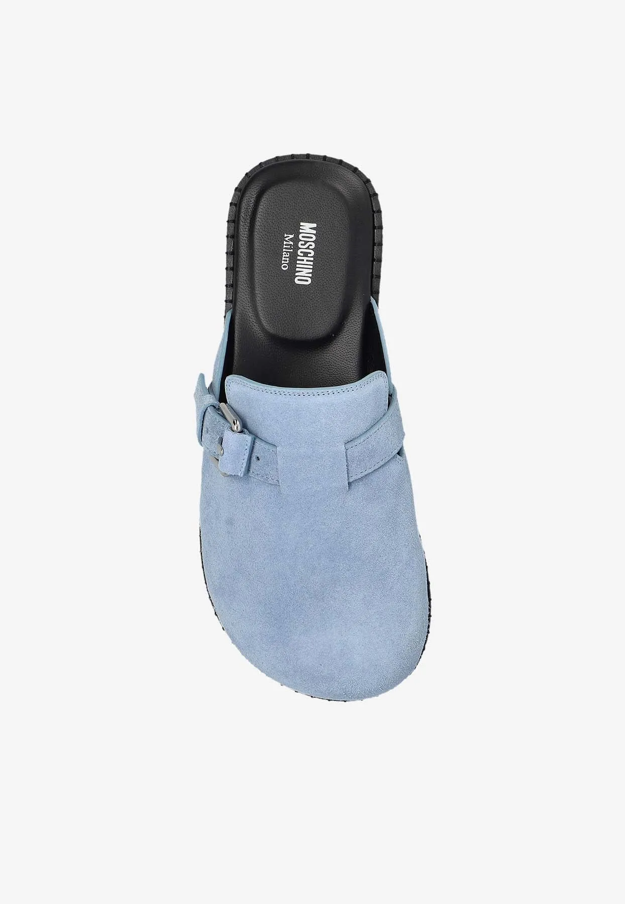 Buckle Suede Flat Mules
