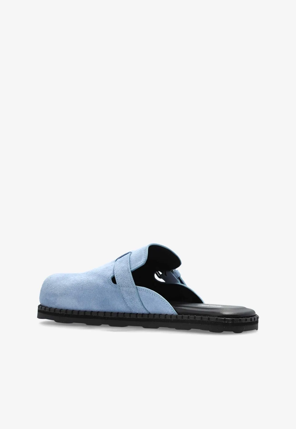 Buckle Suede Flat Mules