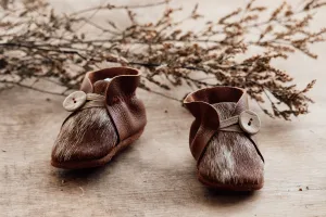Button Bootie - Tan & Cowhide