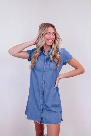 Calamity Chambray Dress - Blue