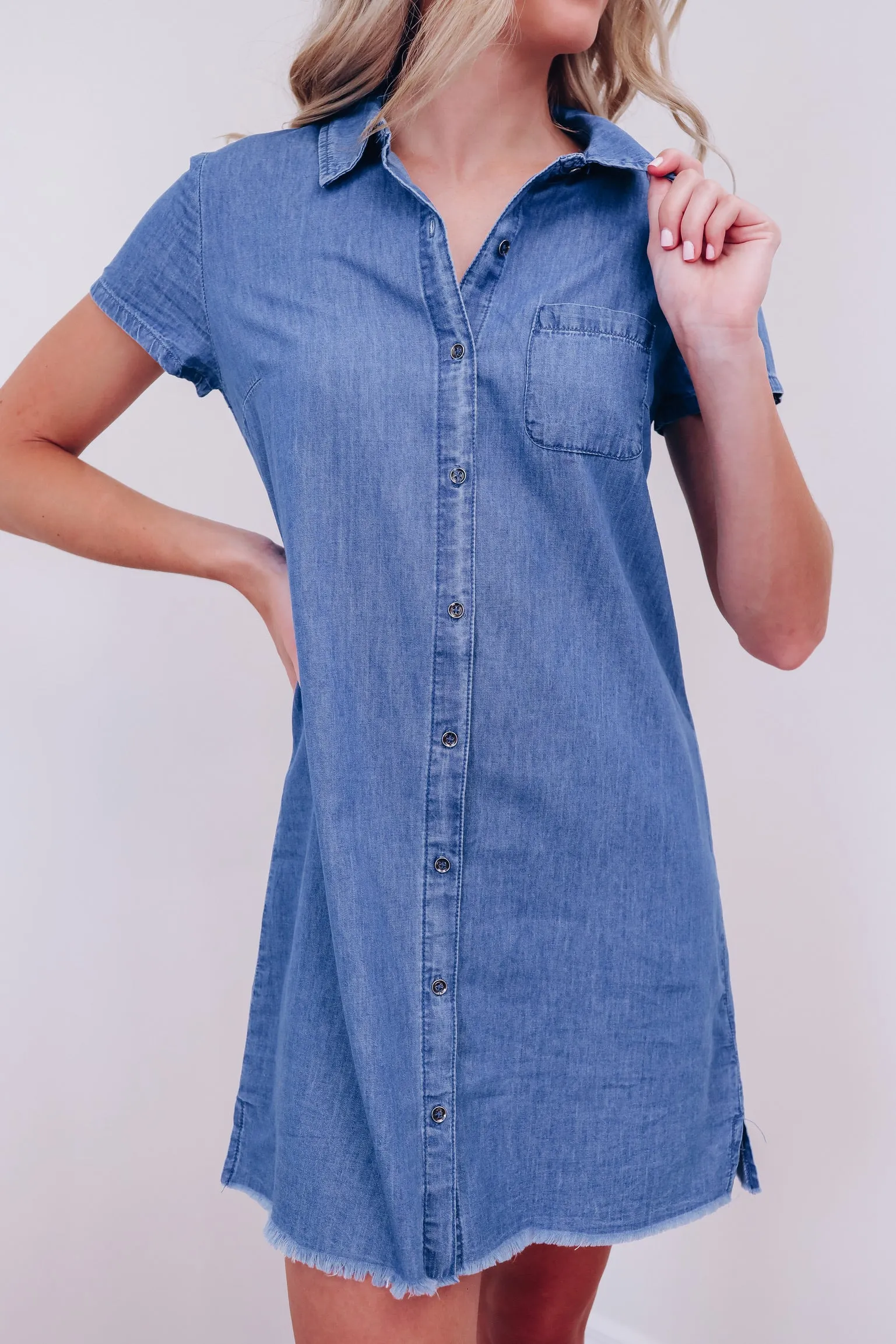 Calamity Chambray Dress - Blue