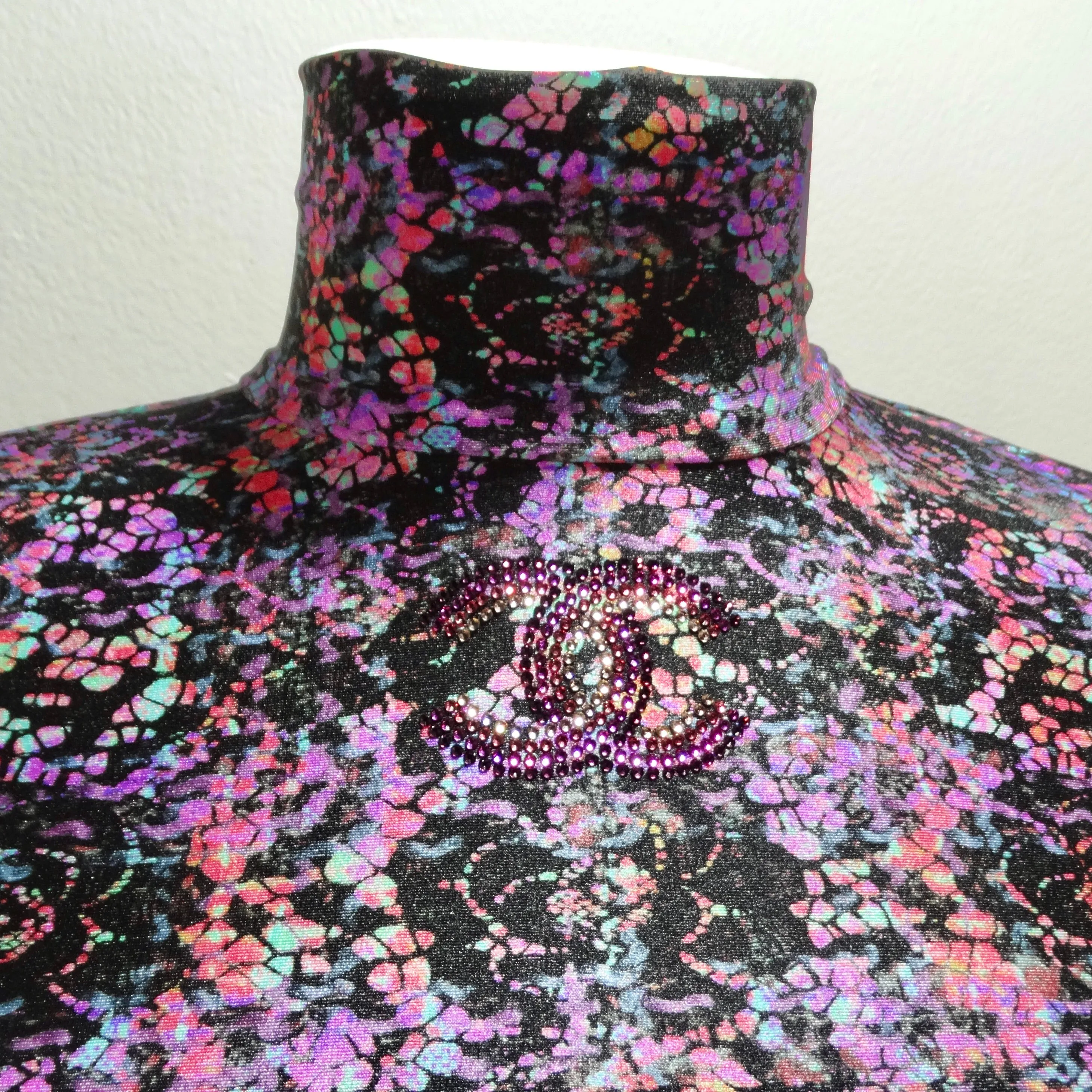 Chanel FW 2022-23 Printed Logo Turtleneck Top
