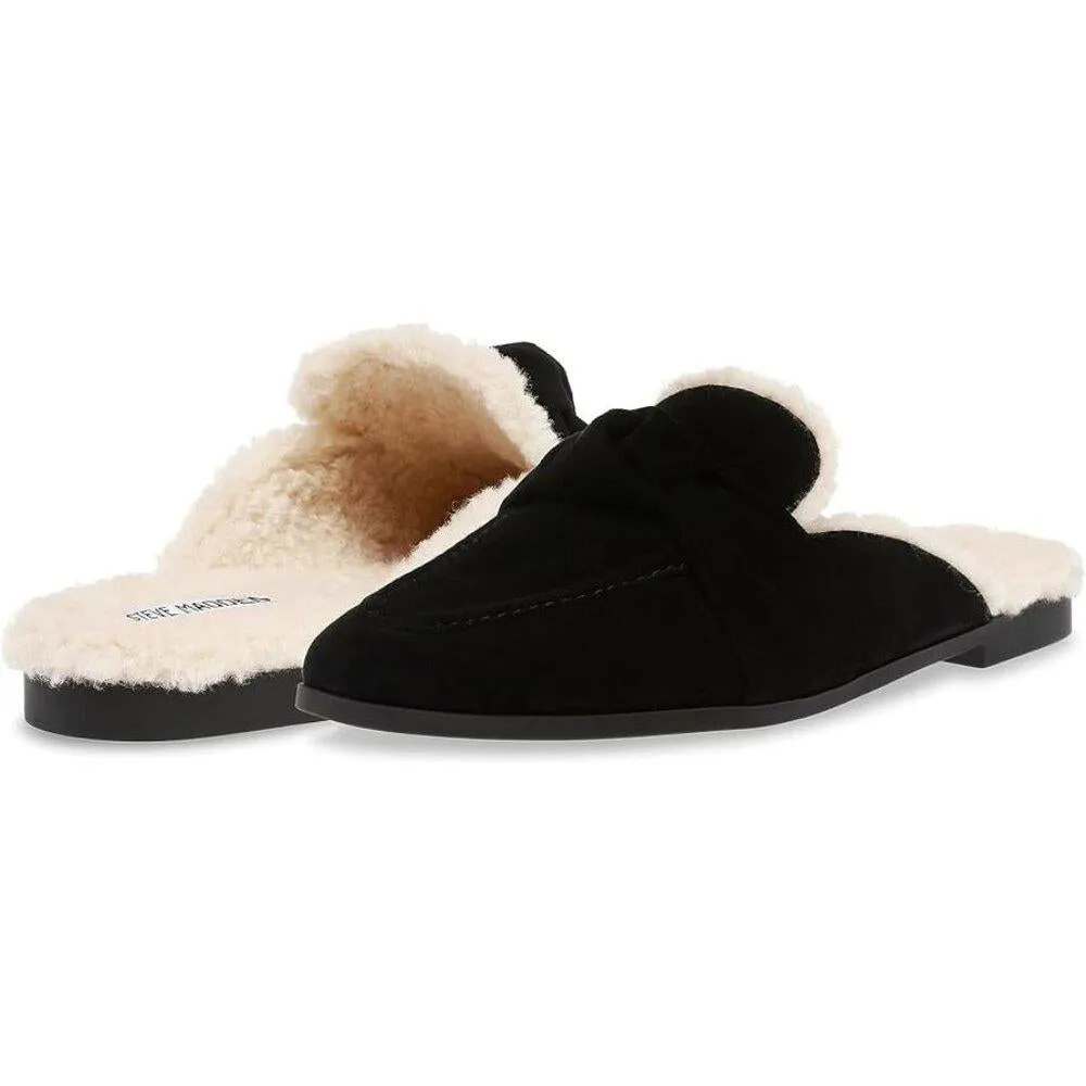 Chart Black Suede Shearling Lined Flat Loafers