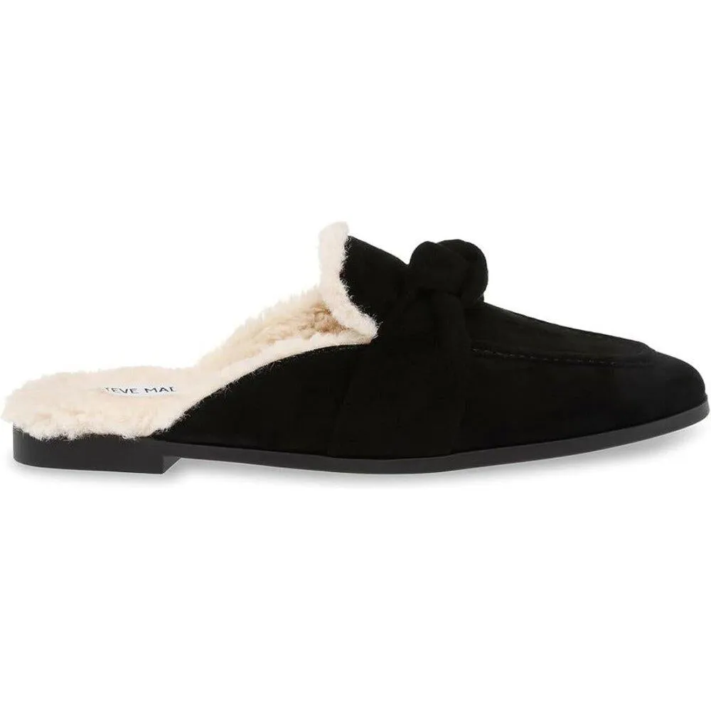 Chart Black Suede Shearling Lined Flat Loafers