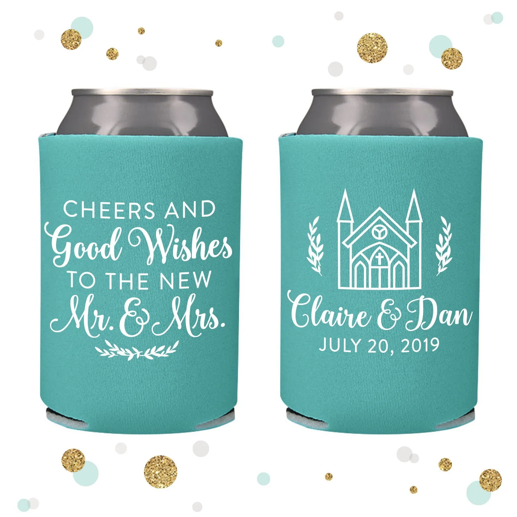 Cheers and Good Wishes - Wedding Can Cooler #129R