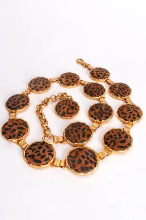 Cheetah Suede Medallion Chain Belt