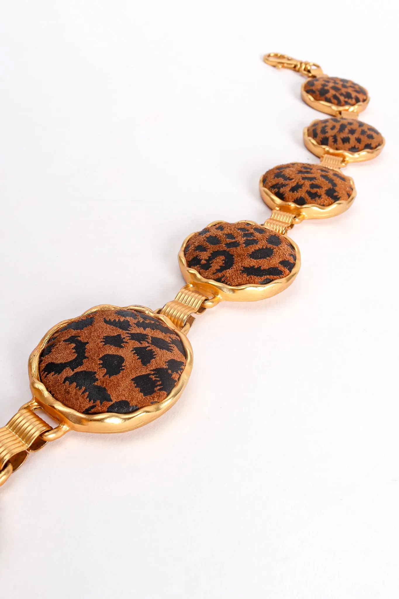 Cheetah Suede Medallion Chain Belt