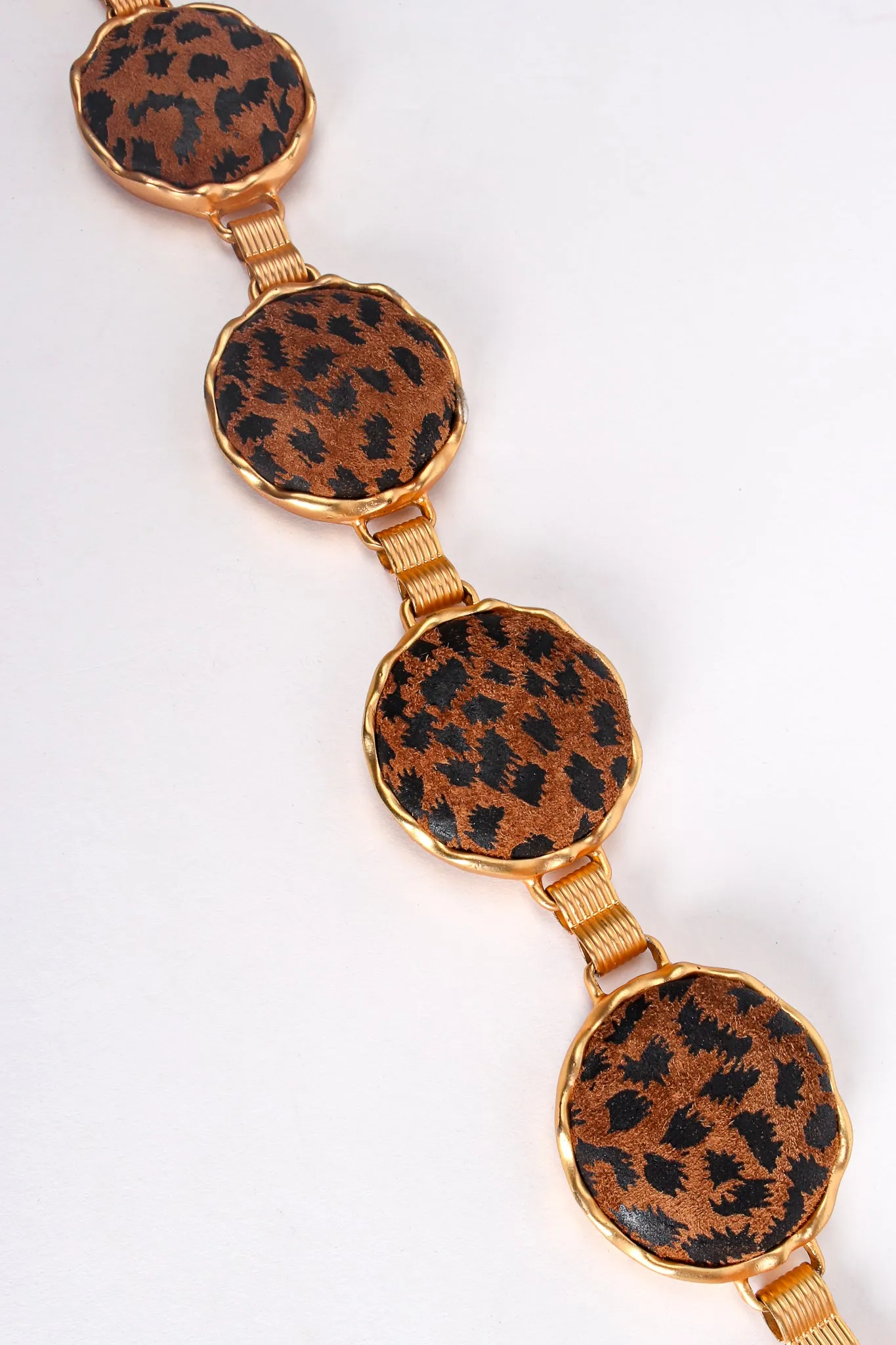 Cheetah Suede Medallion Chain Belt