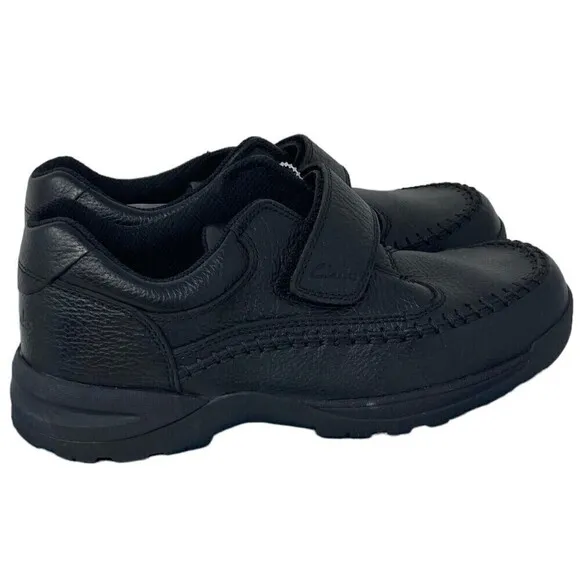 Clarks Boys Black Caribou Sneakers Size 4.5 H Leather NEW NIB