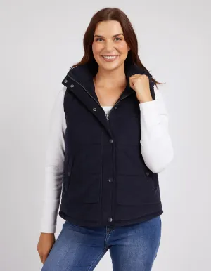 Cord Puffer Vest - Navy
