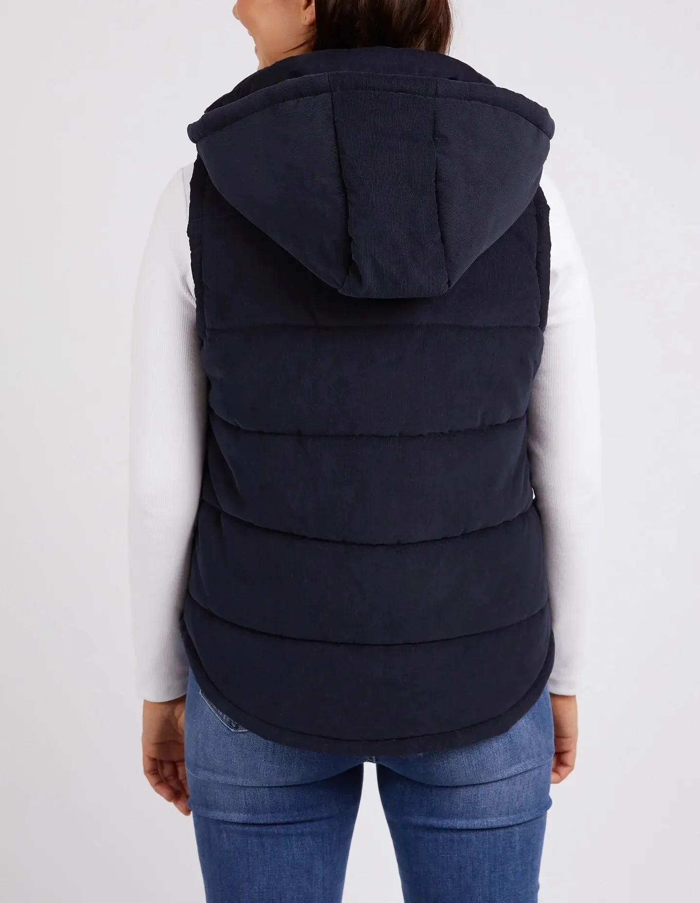 Cord Puffer Vest - Navy