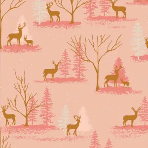 Cozy and Magical Deer in Winterland in Peach by Maureen Cracknell