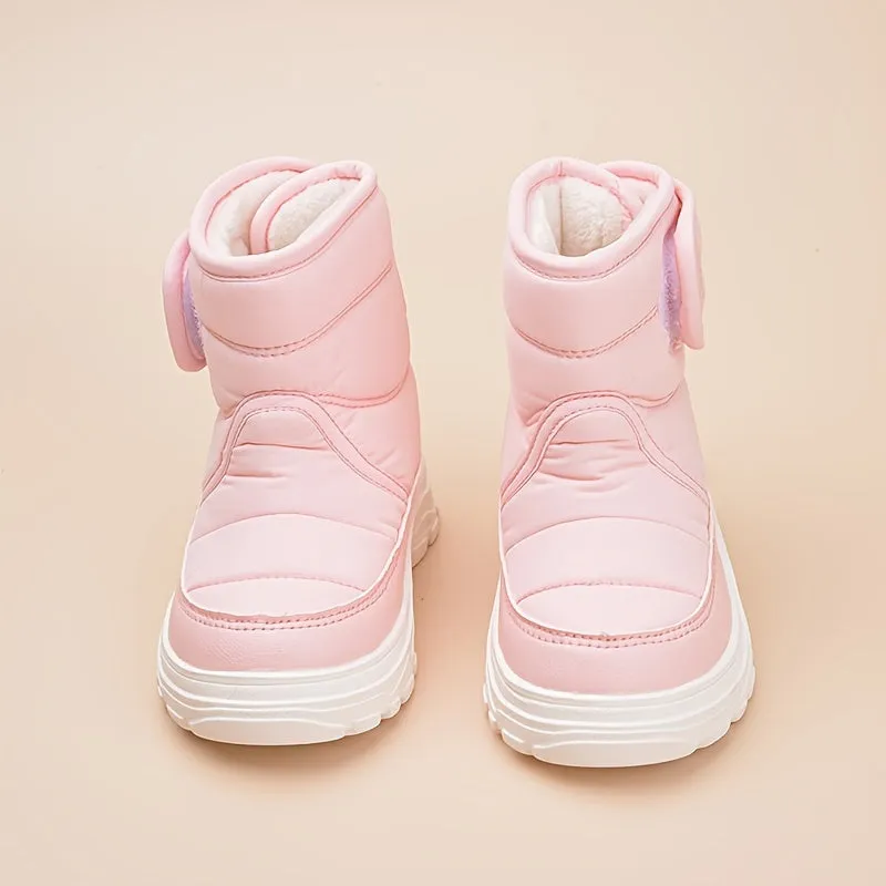 Cozy Girls Solid Snow Boots - Warm Fleece Lined, Non-Slip, Plush Comfy Ankle Boots for Outdoor Hiking, Trekking, and Winter Activities - Soft, Breathable, Water-Resistant, and Easy to Clean