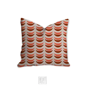 Crescent moon pillow, red tangerine moons, mid century, boho modern pillow, muted color, home decor, pillow cover and insert, accent pillow