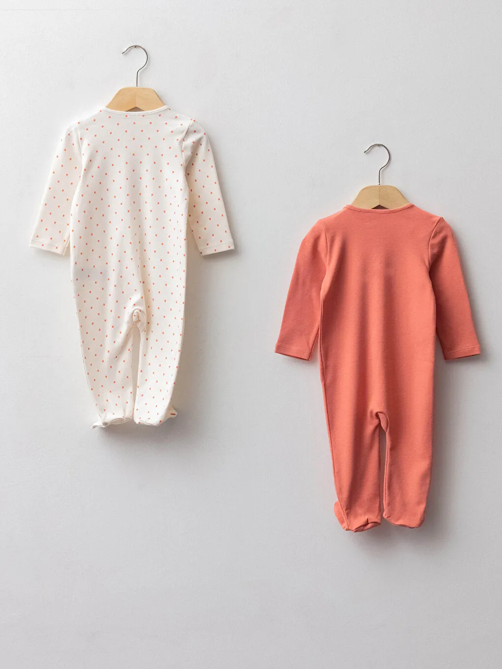 Crew Neck Long Sleeve Baby Girl Jumpsuit 2-pack