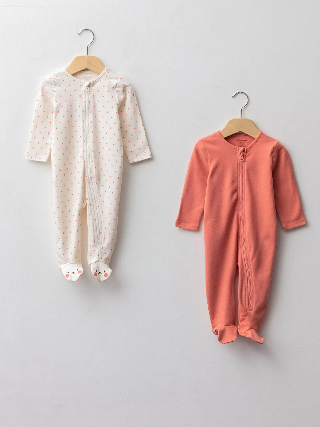 Crew Neck Long Sleeve Baby Girl Jumpsuit 2-pack