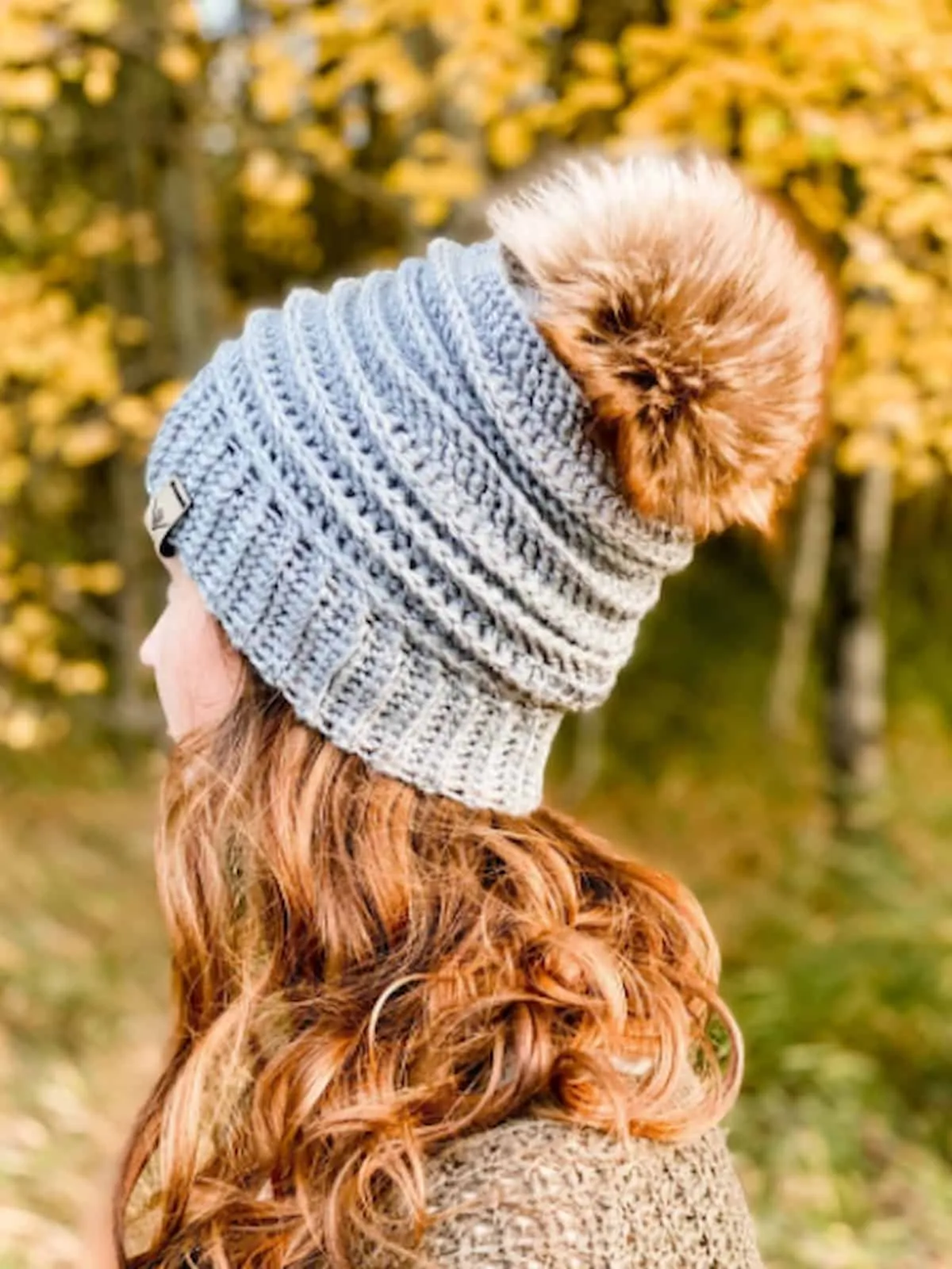 Crochet Faux Fur Pompom Beanie  - Cream (All Sizes)