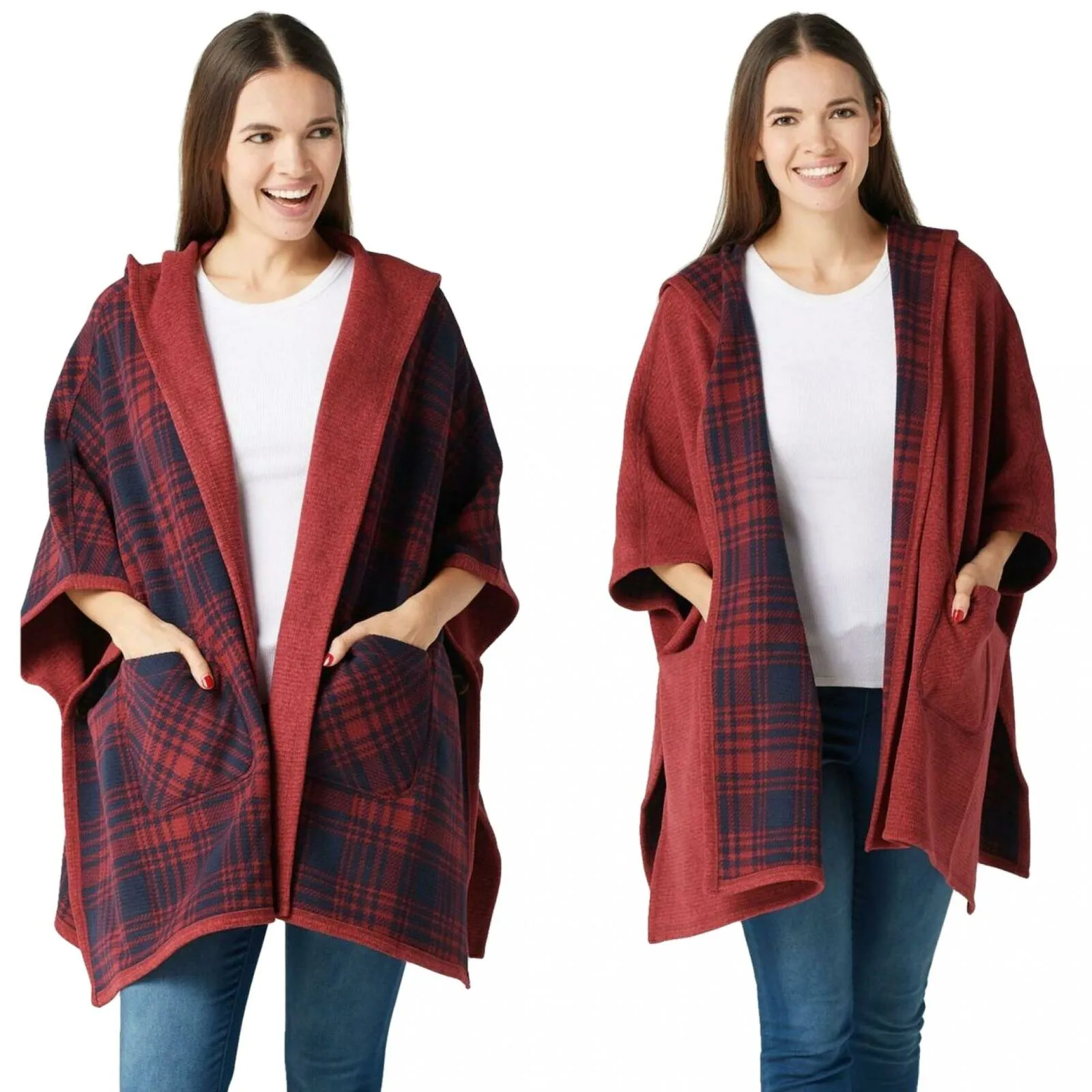 Cuddl Duds Women's Reversible Fleece Hoodie Wrap Jacket